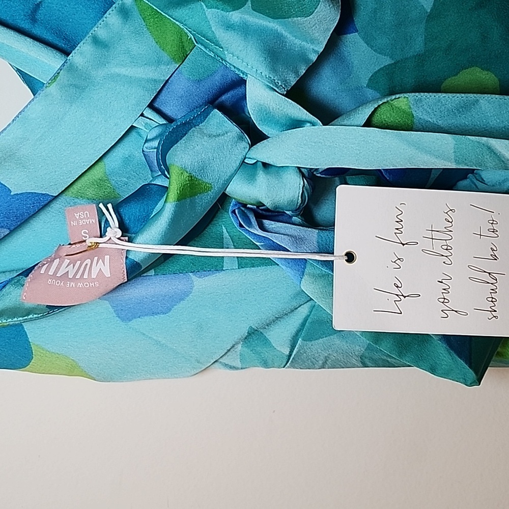 NWT ShowMeYourMuMu Mina Midi Slip Split Dress Picadilly Blue Luxe Satin Sz S - Picture 9 of 16
